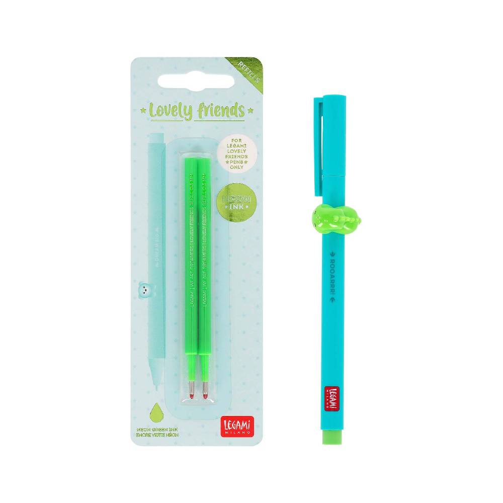 Legami Set Penna Lovely Dino con Refill Verde Neon Presa
