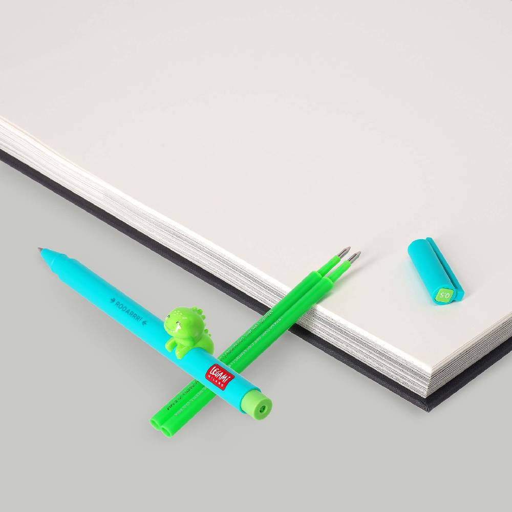 Legami Set Penna Lovely Dino con Refill Verde Neon Presa