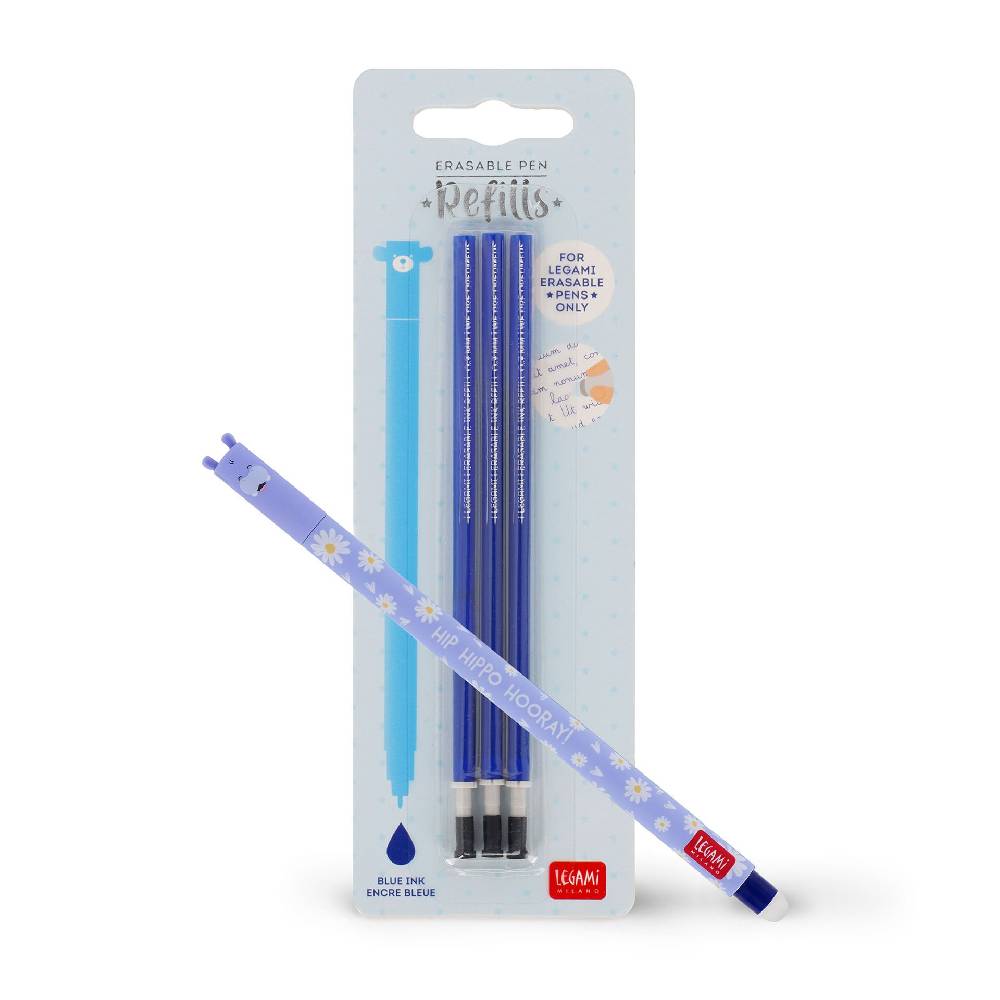 Legami Set Penna Cancellabile Hippo con Refill Blu Presa