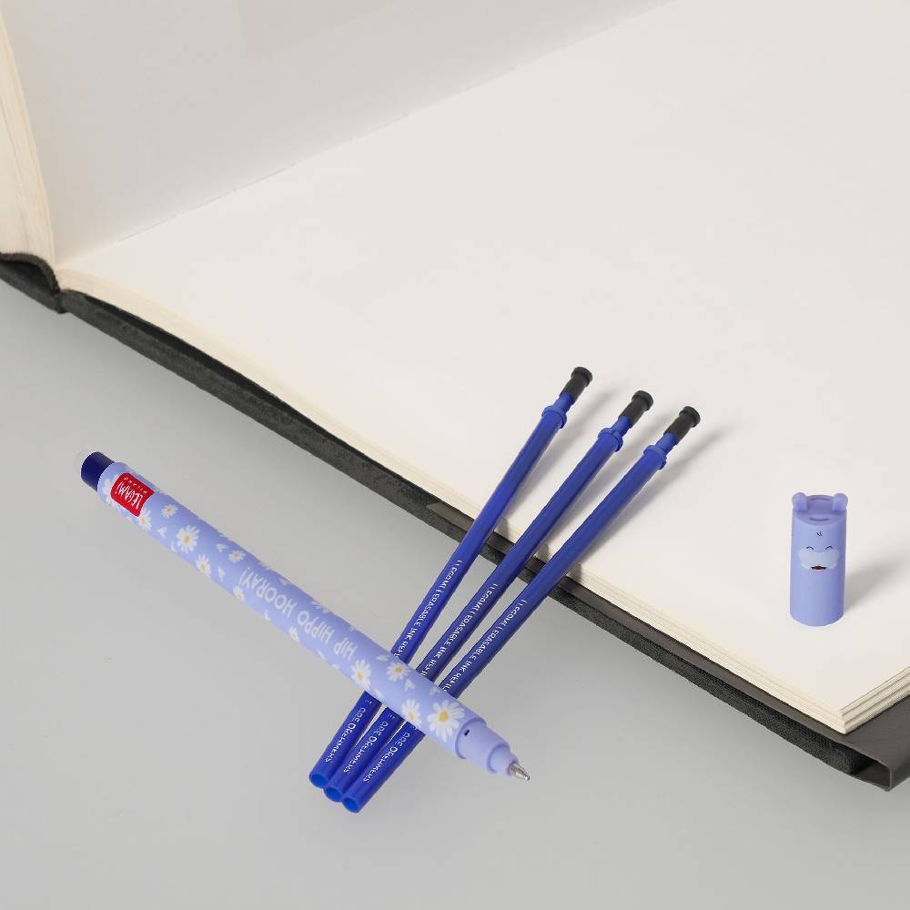 Legami Set Penna Cancellabile Hippo con Refill Blu Presa