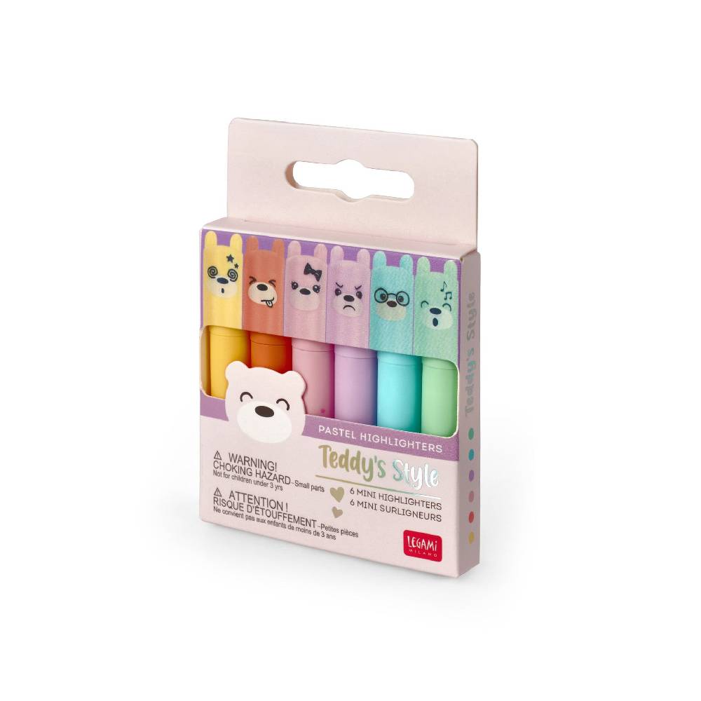 Legami Set di 6 Mini Evidenziatori Pastello - Teddy's Style Soddisfazione Garantita