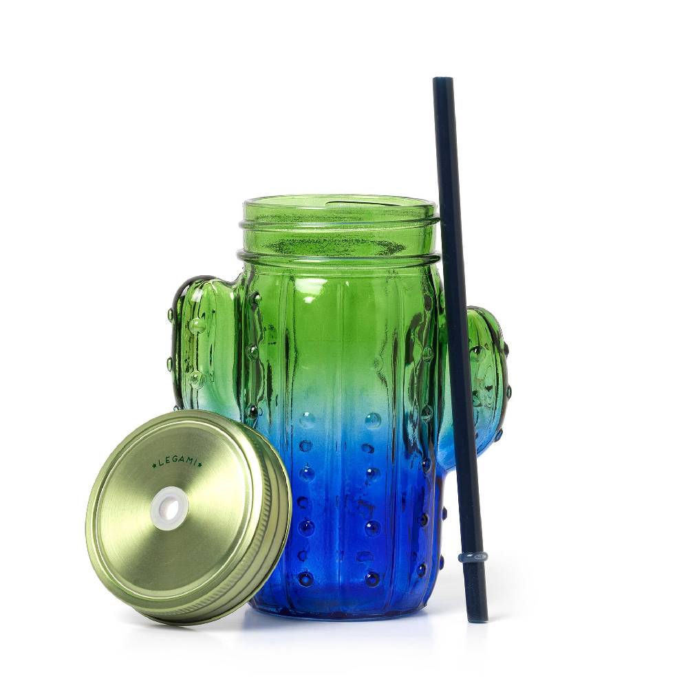 Legami Bicchiere in Vetro con Tappo e Cannuccia - Cheers Offerta