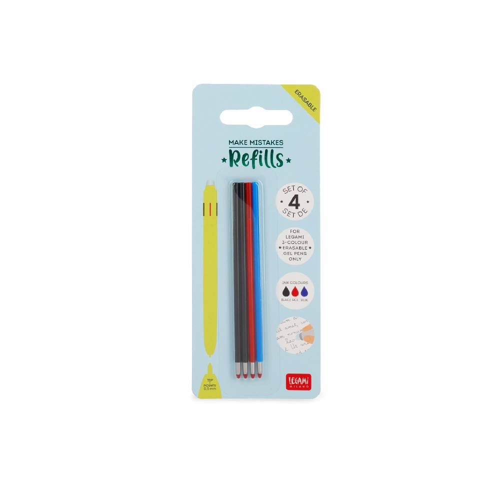 Legami Set di 4 Refill per Penna Gel Cancellabile 3 Colori Nuova