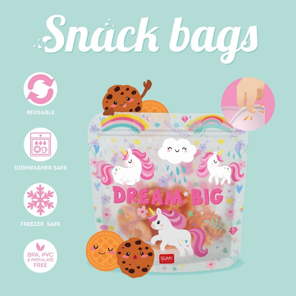 Legami Set di 3 Buste per Alimenti - Snack Bags Presa