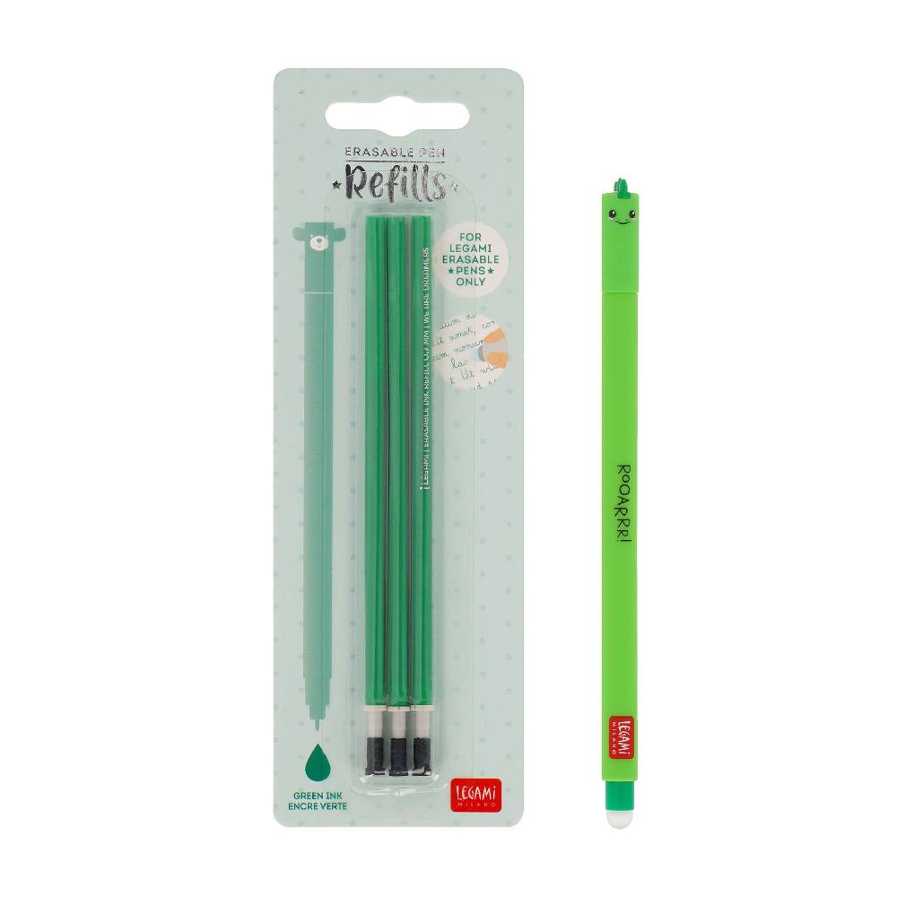 Legami Set Penna Cancellabile Dino con Refill Verde
