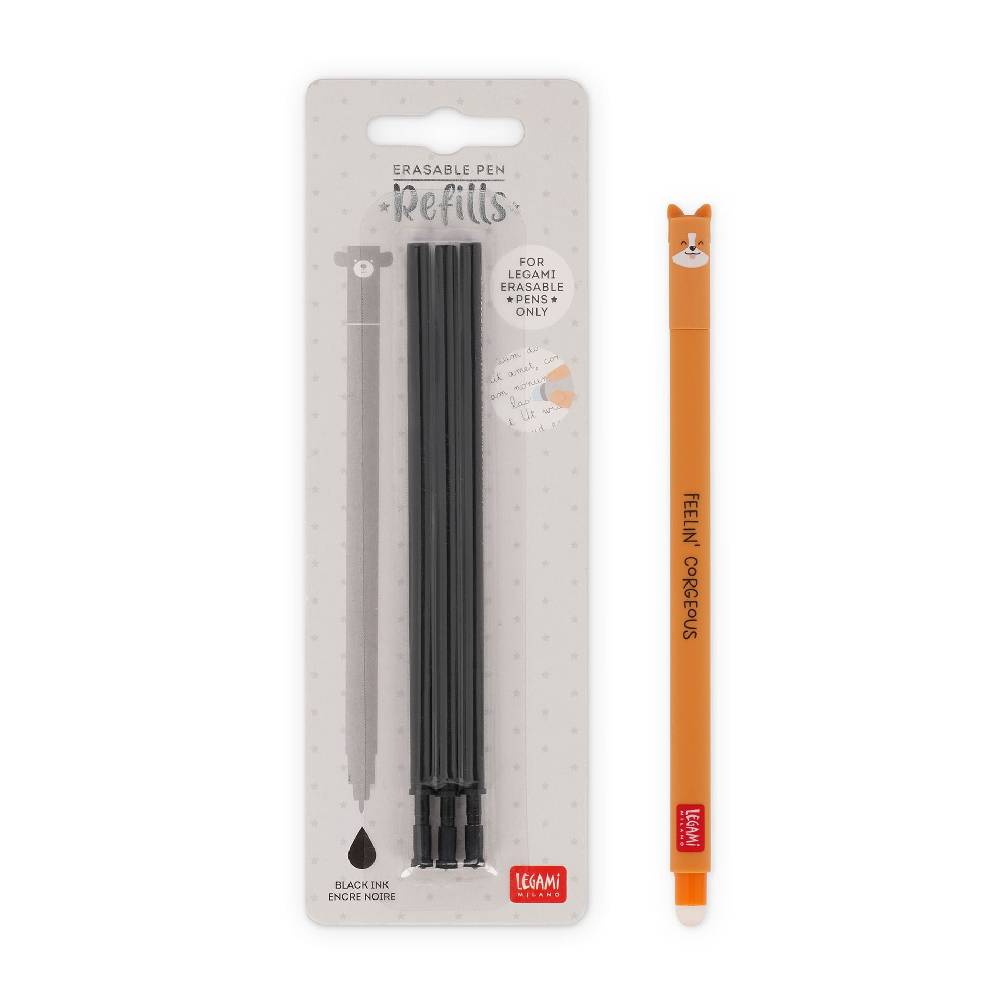 Legami Set Penna Cancellabile Corgi con Refill Nero