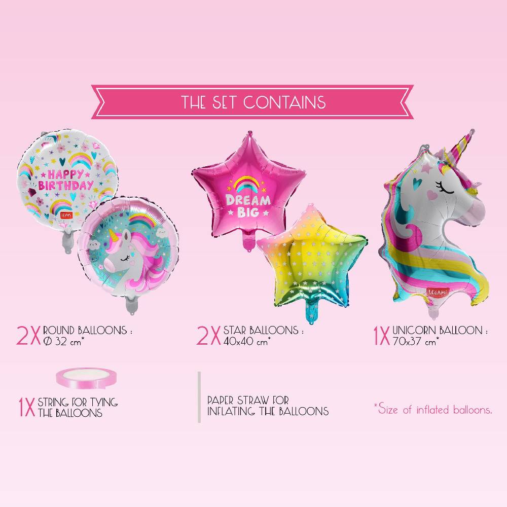 Legami Set di 5 Palloncini per Festa di Compleanno - Let's Party Negozi Online