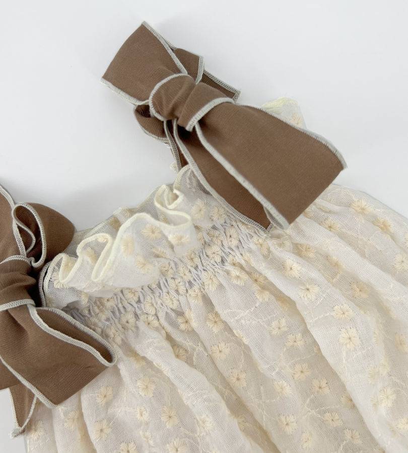 La Stupenderia CREAM ROMPER WITH BOWS Online