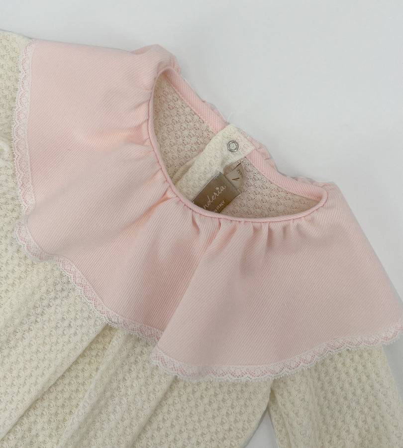 La Stupenderia PINK VOULANT NECK SWEATER OVERALL Hotsell