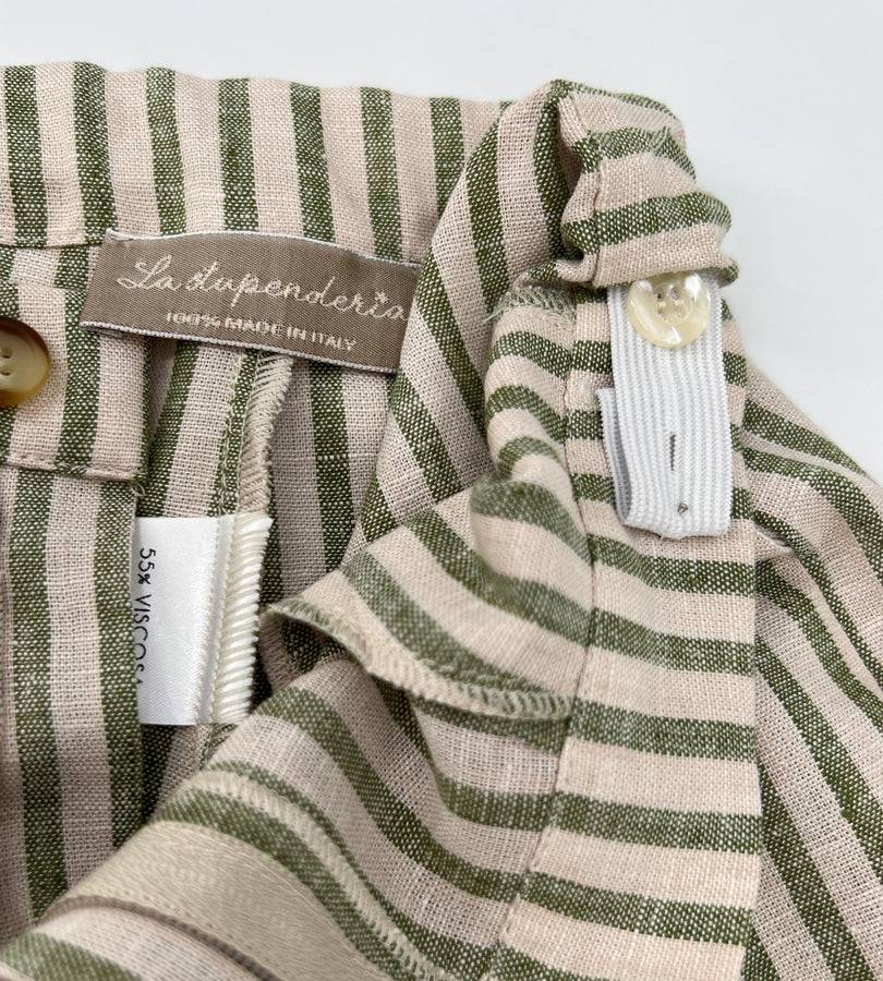 La Stupenderia BERMUDA A RIGHE VERDI E BEIGE Affare Del Giorno