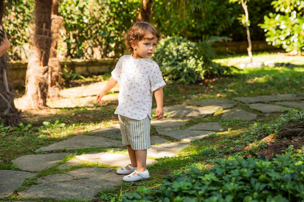 La Stupenderia CAMICIA LINO CON ANCORE ROSSE Prezzo Ridotto