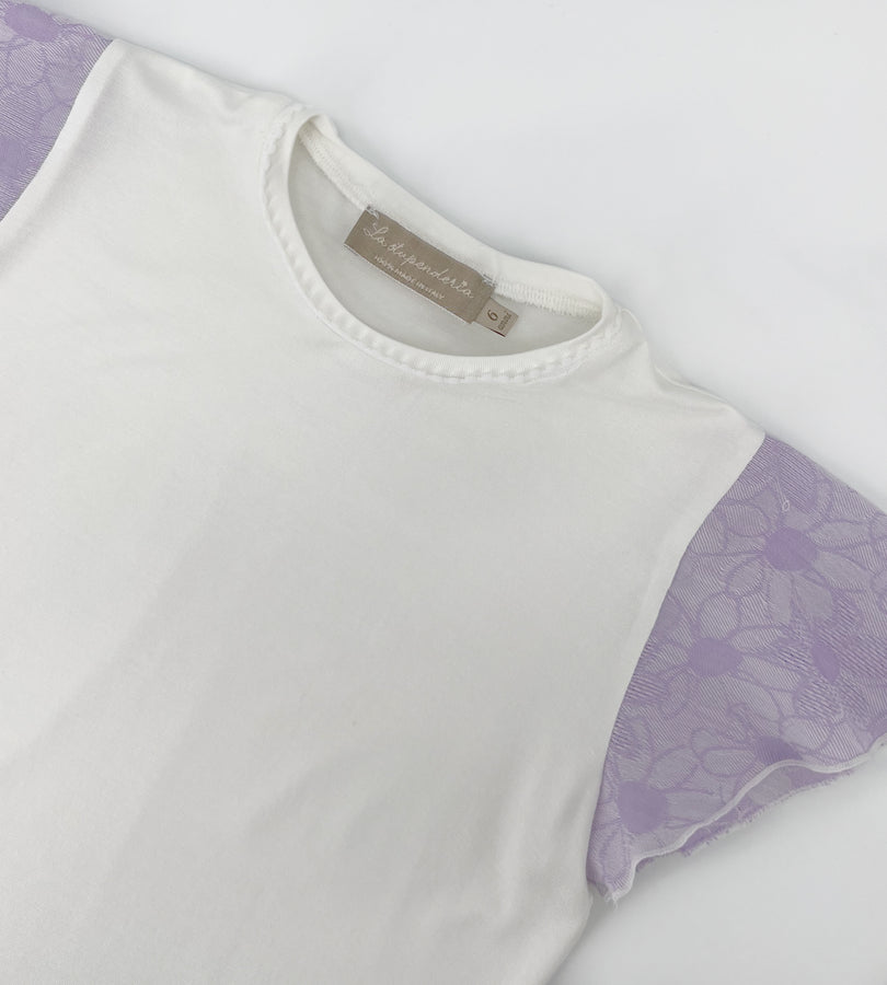La Stupenderia WHITE AND LILAC T-SHIRT Offerte