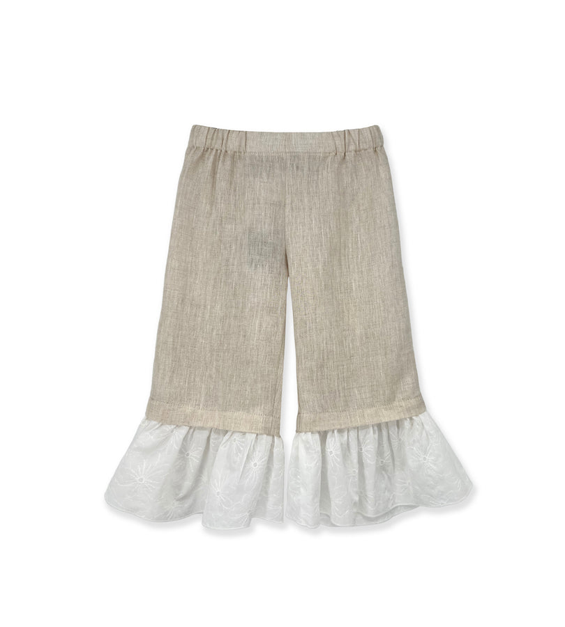 La Stupenderia BEIGE LINEN CAPRI PANTS Moda