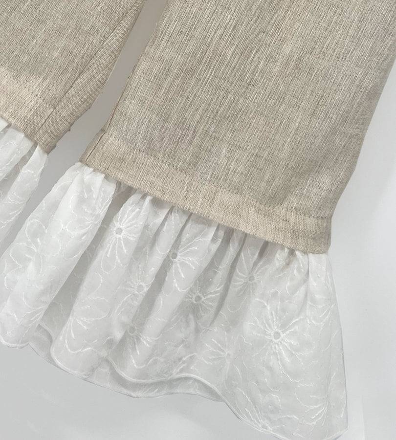 La Stupenderia BEIGE LINEN CAPRI PANTS Moda