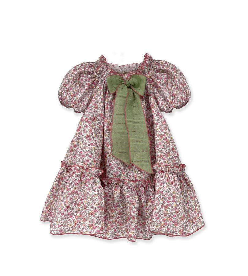 La Stupenderia FLORAL DRESS WITH GREEN BOW Soddisfazione Garantita