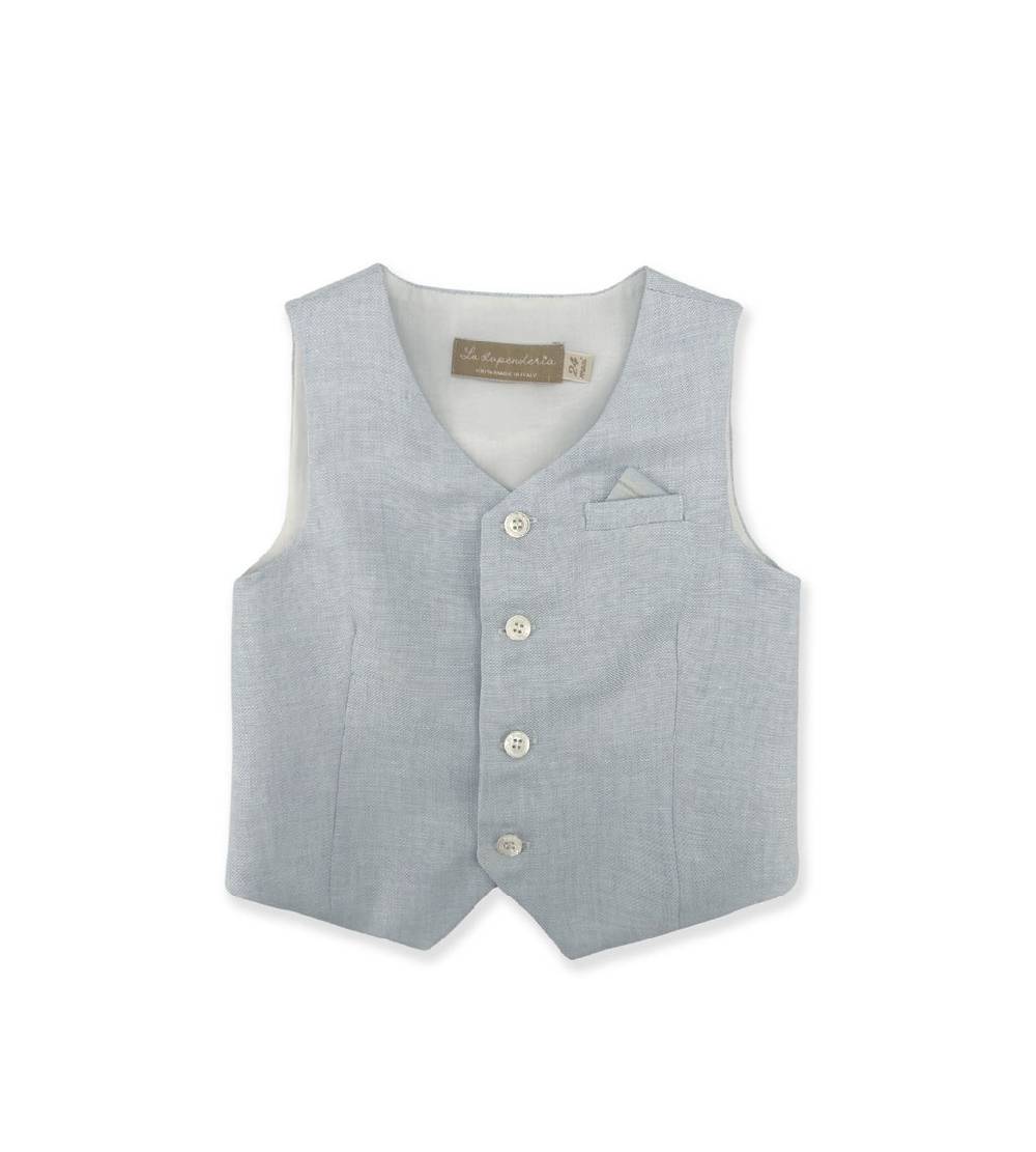 La Stupenderia LIGHT BLUE LINEN VEST Moda
