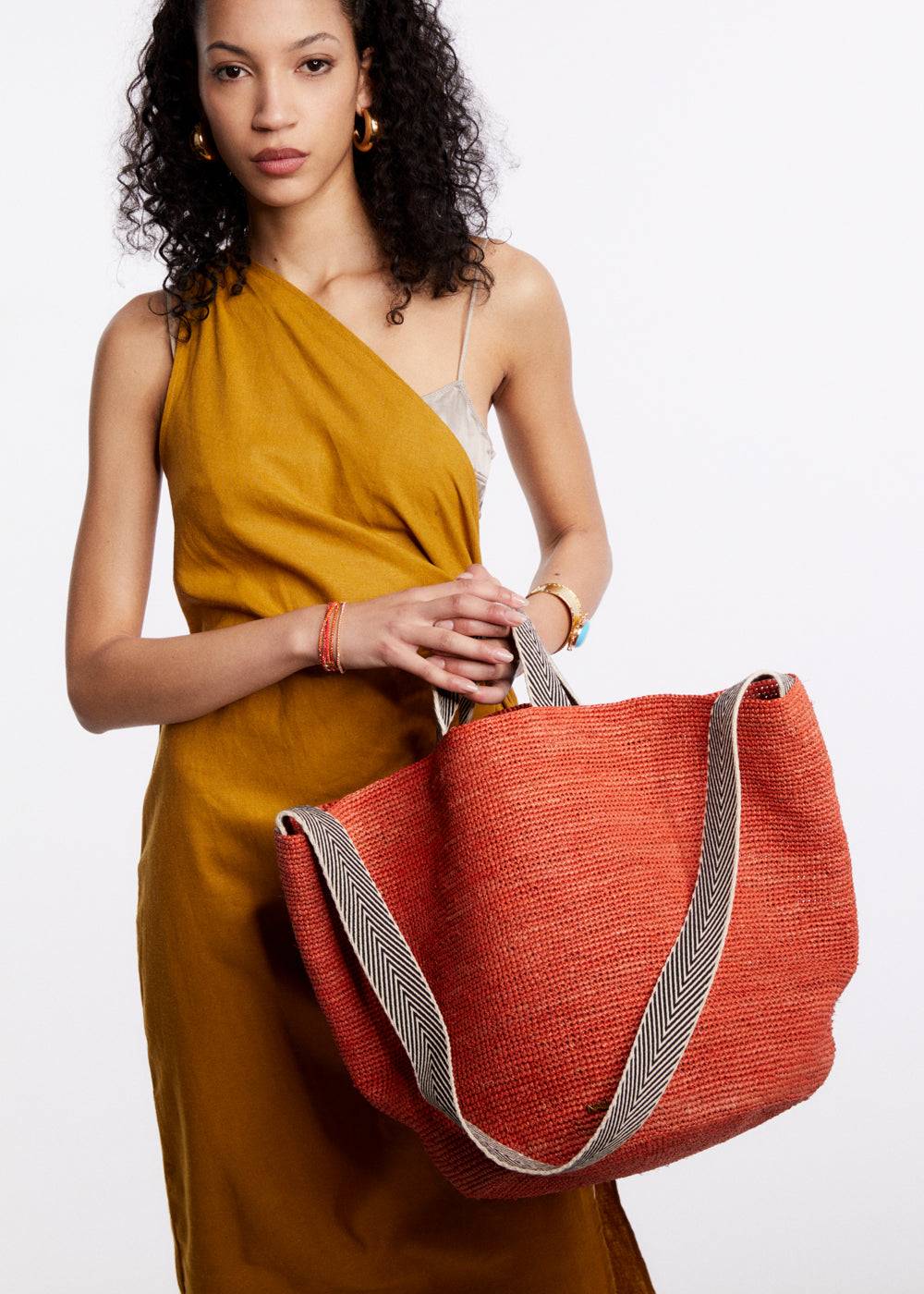 Nalí DEVON SHOPPER BAG IN RAFFIA + COLORS Spedizione Gratuita
