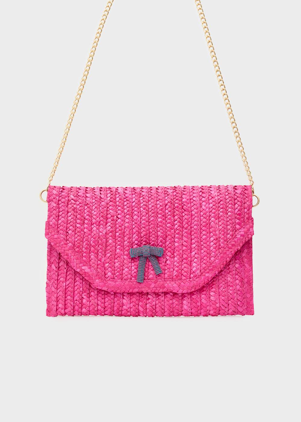 Nalí SAMI CLUTCH IN STRAW+ BOW + COLORS Consegna Veloce