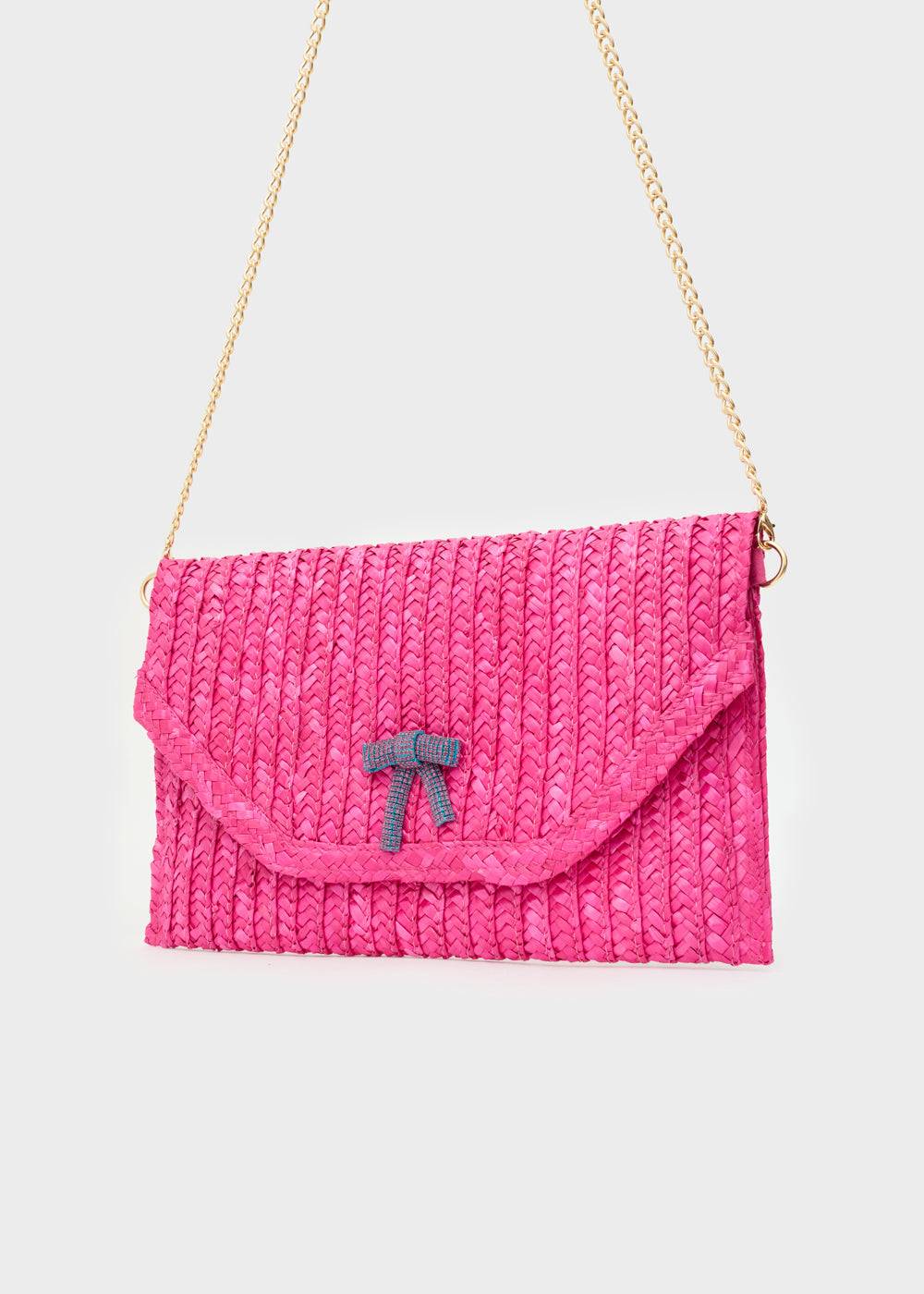 Nalí SAMI CLUTCH IN STRAW+ BOW + COLORS Consegna Veloce