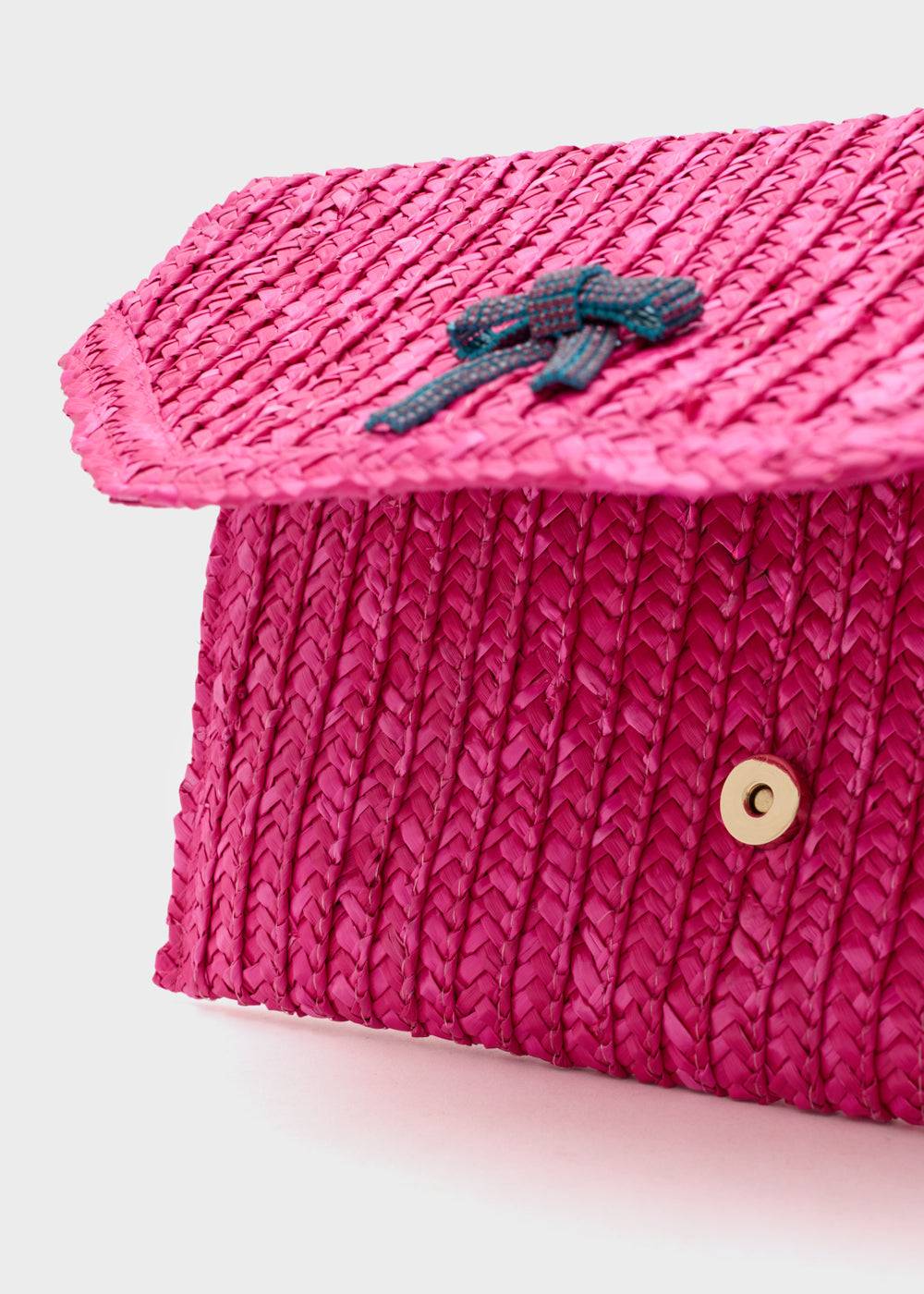 Nalí SAMI CLUTCH IN STRAW+ BOW + COLORS Consegna Veloce
