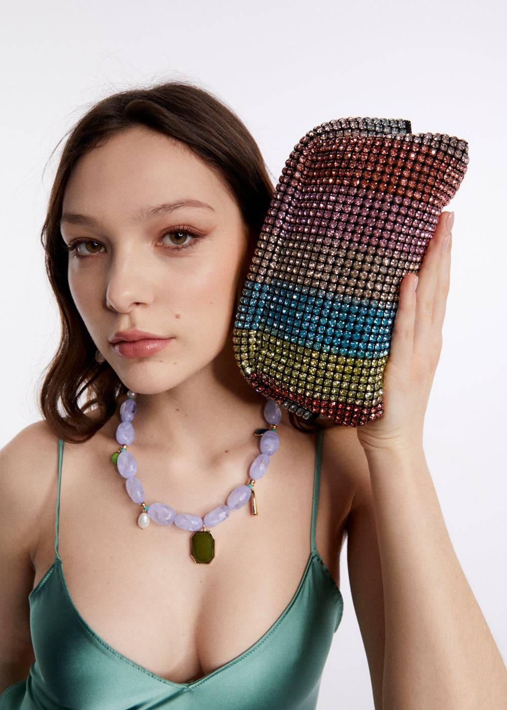 Nalí SPARK STRIPE POCHETTE W/ MULTI STONES + COLORS Offerta