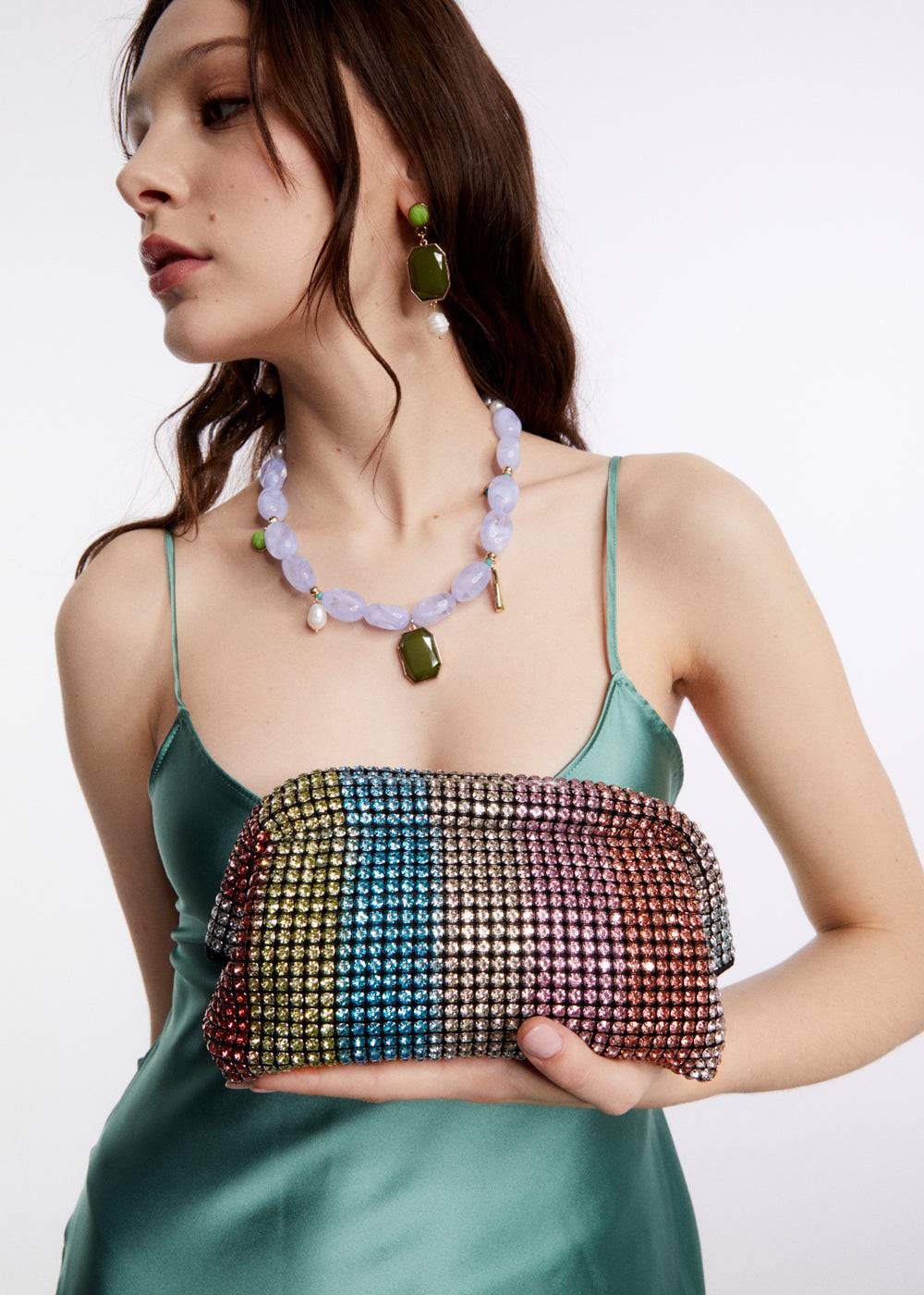 Nalí SPARK STRIPE POCHETTE W/ MULTI STONES + COLORS Offerta
