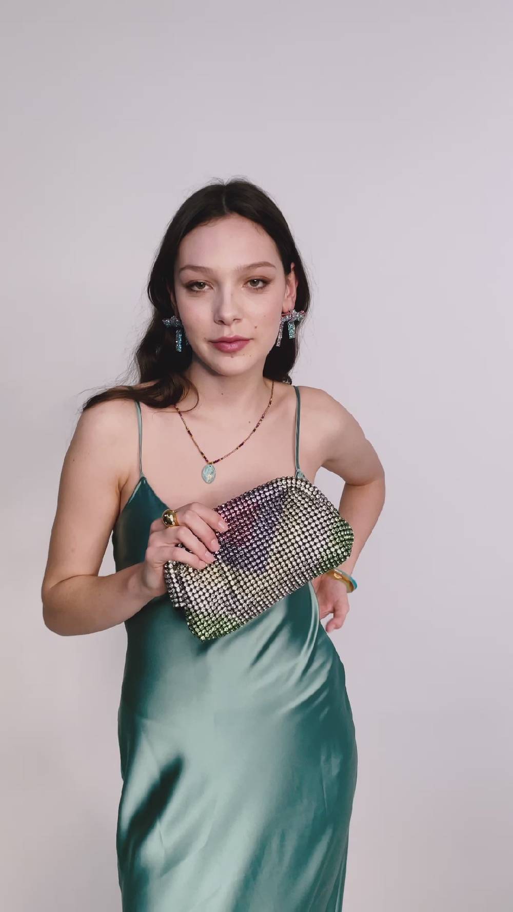 Nalí SPARK ARROW POCHETTE W/ MULTI STONES In Vendita