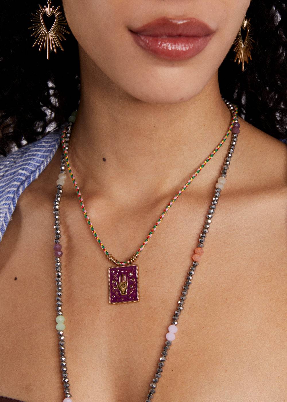 Nalí HAND NECKLACE W/ CORD + PENDANT + COLORS Italy