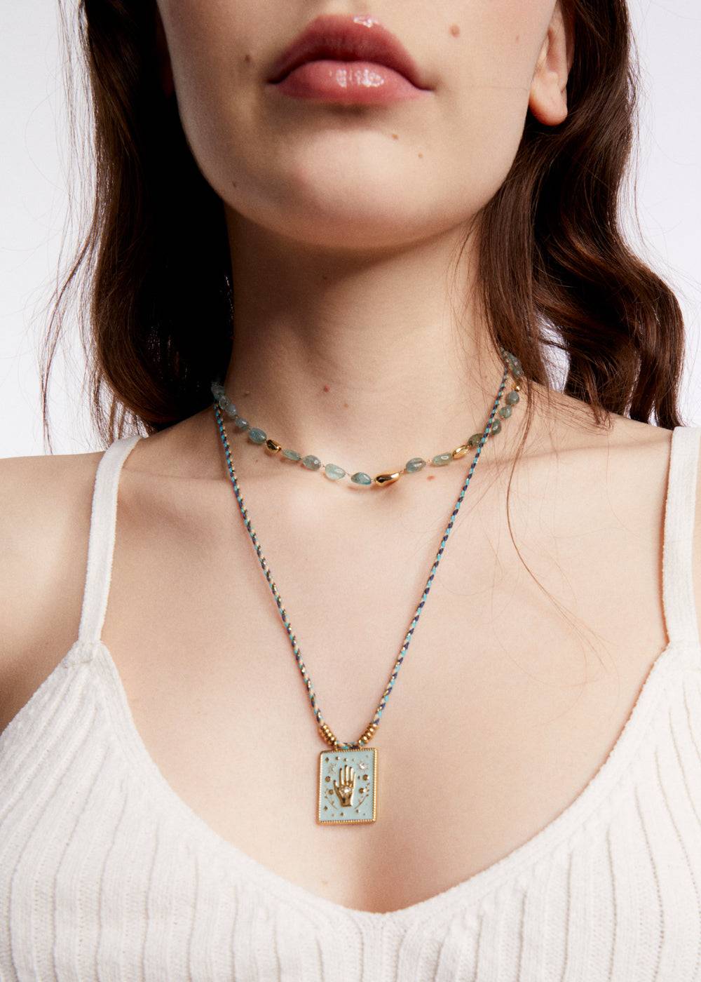 Nalí HAND NECKLACE W/ CORD + PENDANT + COLORS Italy