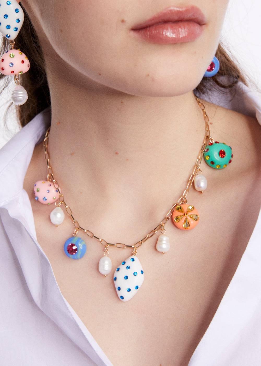 Nalí NECKLACE W/ MULTICOLOR RESIN ELEMENTS In Linea