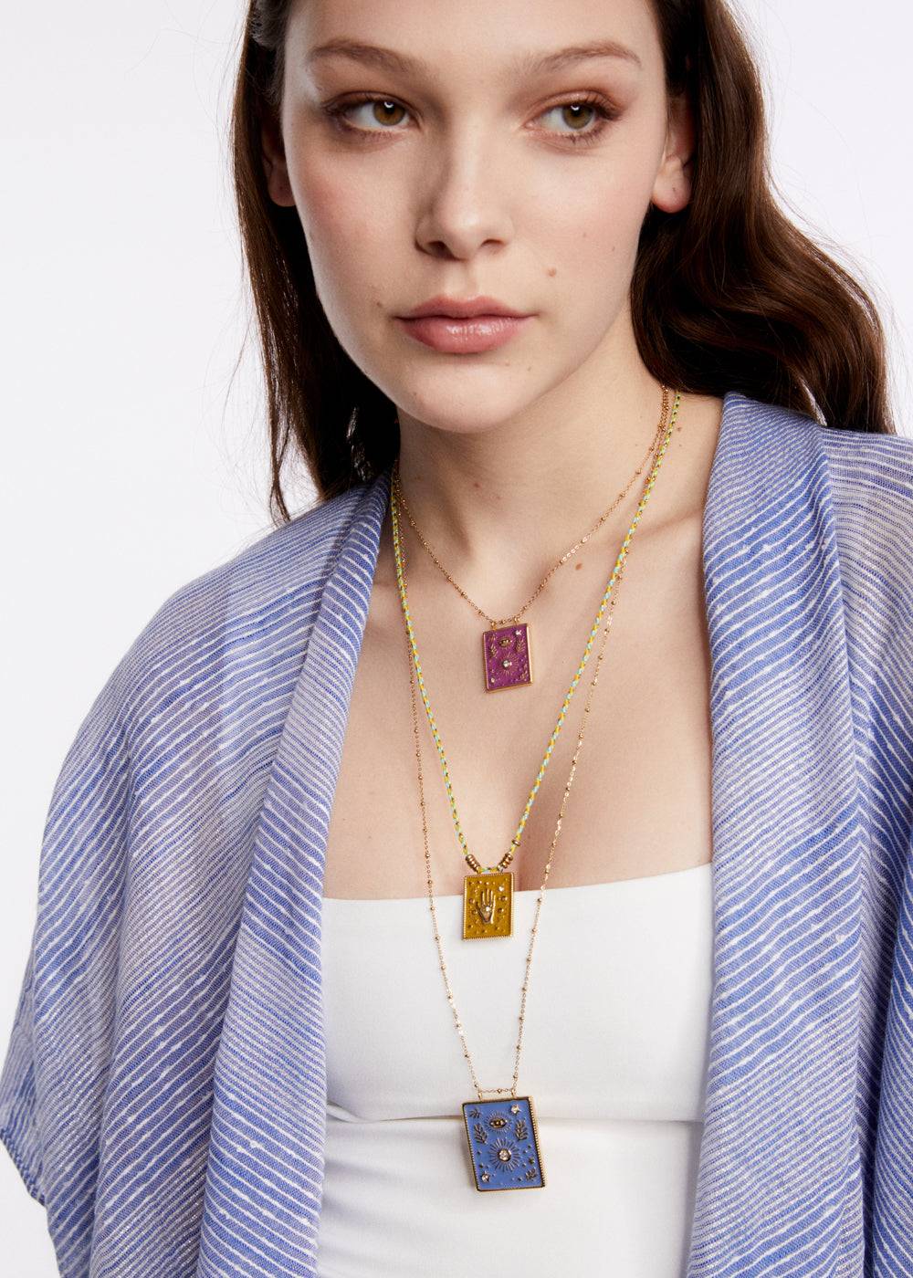 Nalí S.STEEL SOLE SMALL NECKLACE GOLD + COLORS Promozione