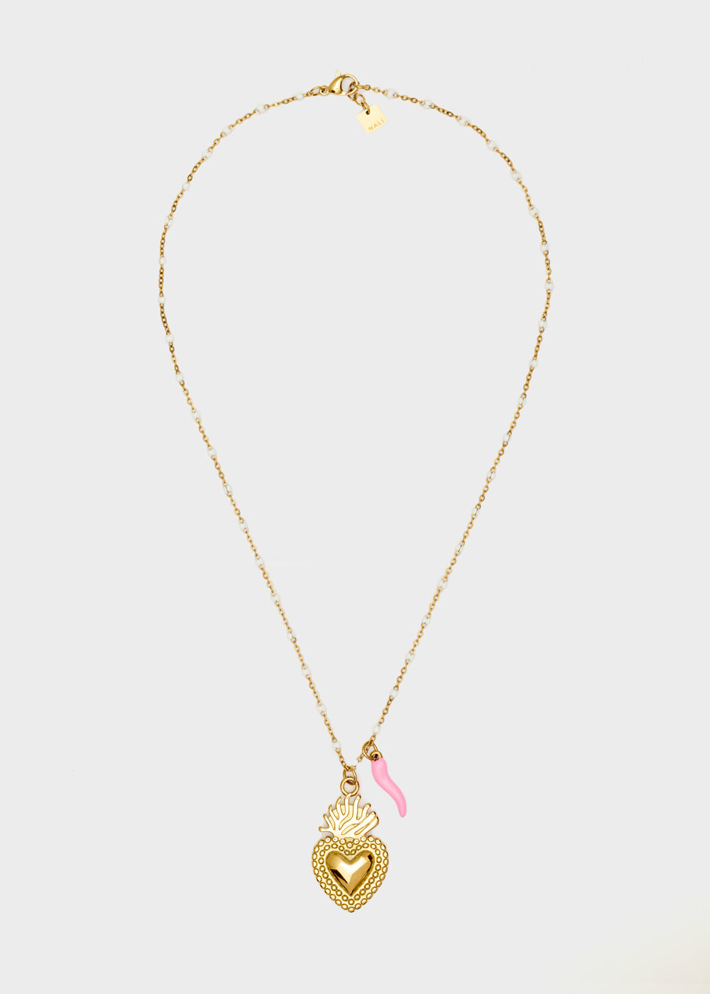 Nalí NINA NECKLACE W/ HEART+HORN + COLORS Spedizione Gratuita