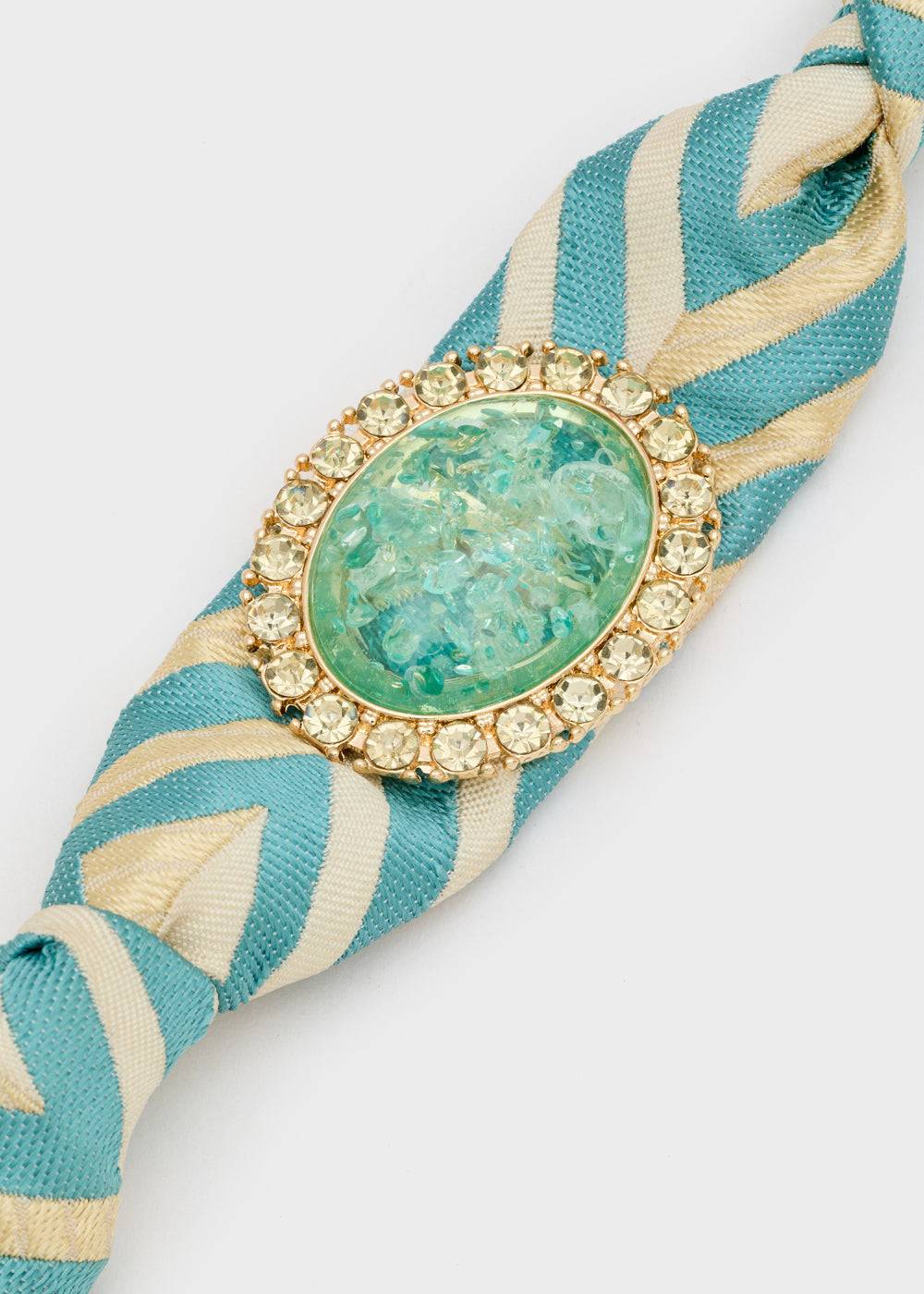 Nalí FABRIC L.BLUE BRACELET W/ OVAL STONE Affare Del Giorno