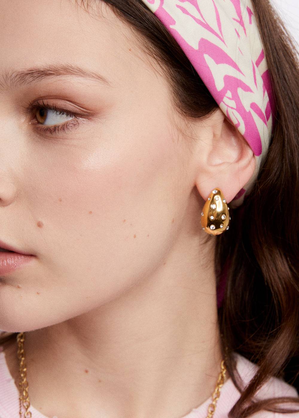 Nalí LEXY EARRINGS W/ CLEAR STONES 14KT G.P. + COLORS Sconto