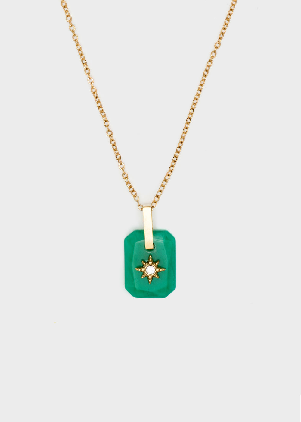 Nalí GOLD NECKLACE W/ GREEN STONE PENDANT I Più Venduti