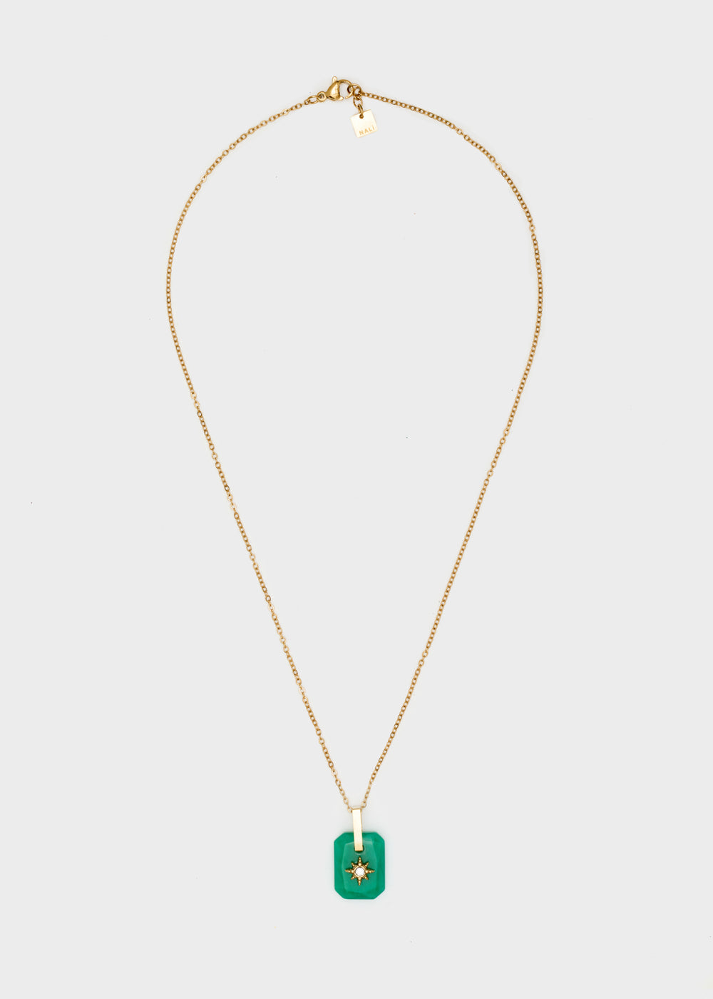 Nalí GOLD NECKLACE W/ GREEN STONE PENDANT I Più Venduti