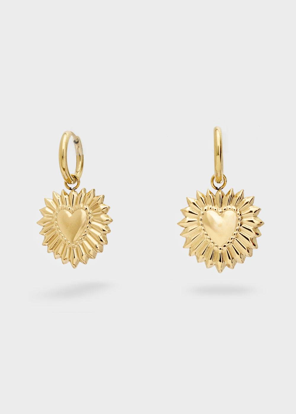 Nalí S.STEEL HOOP EARRINGS W/ GOLD SACRED HEARTS 2025