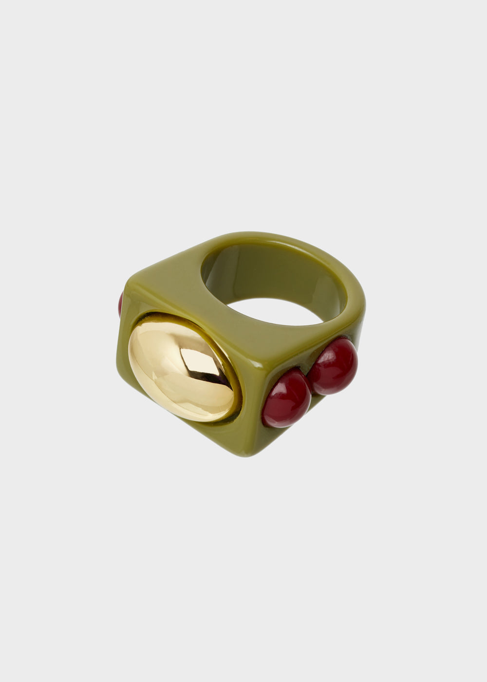 Nalí SUNNY ROUNDED RING IN GREEN RESIN Qualità Garantita