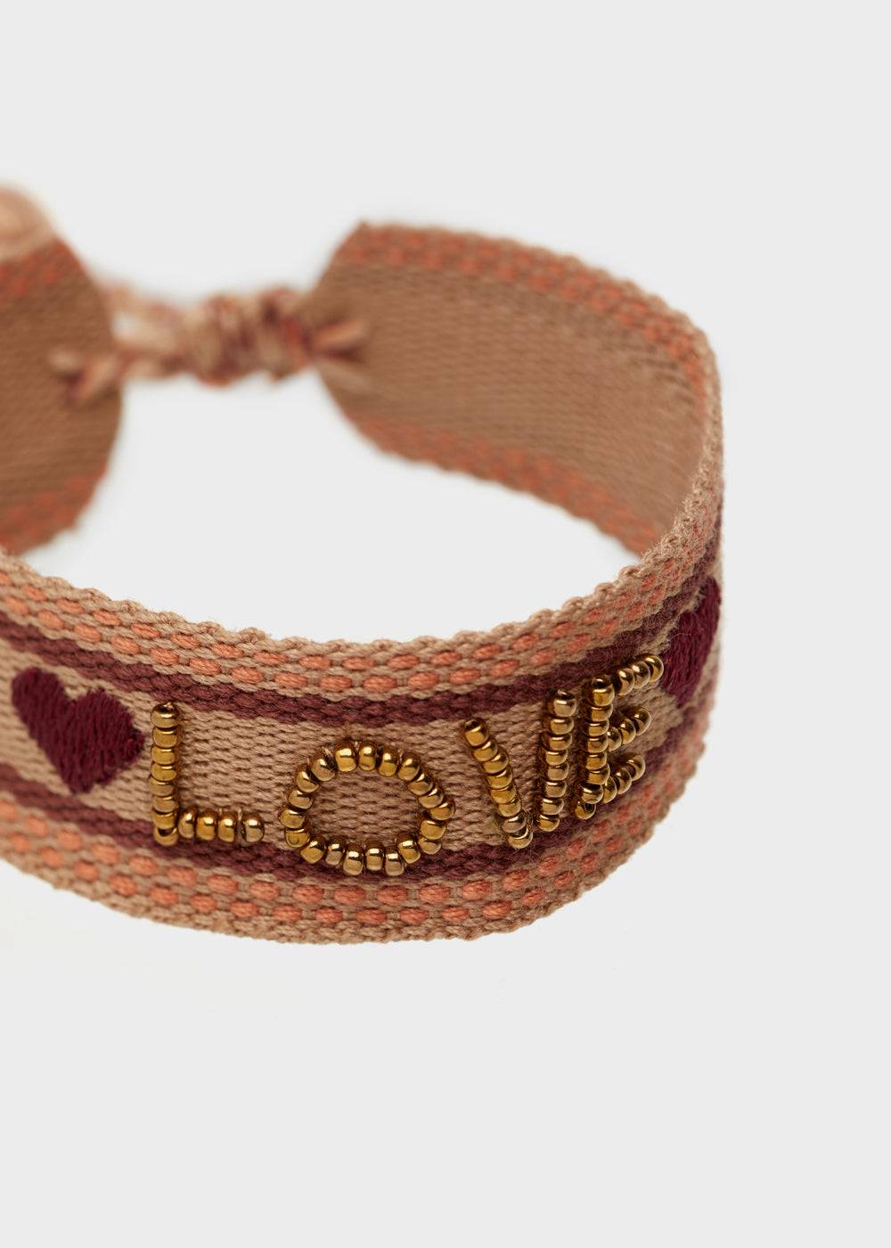 Nalí LOVE FABRIC BRACELET WITH BEADS BROWN Negozi Online