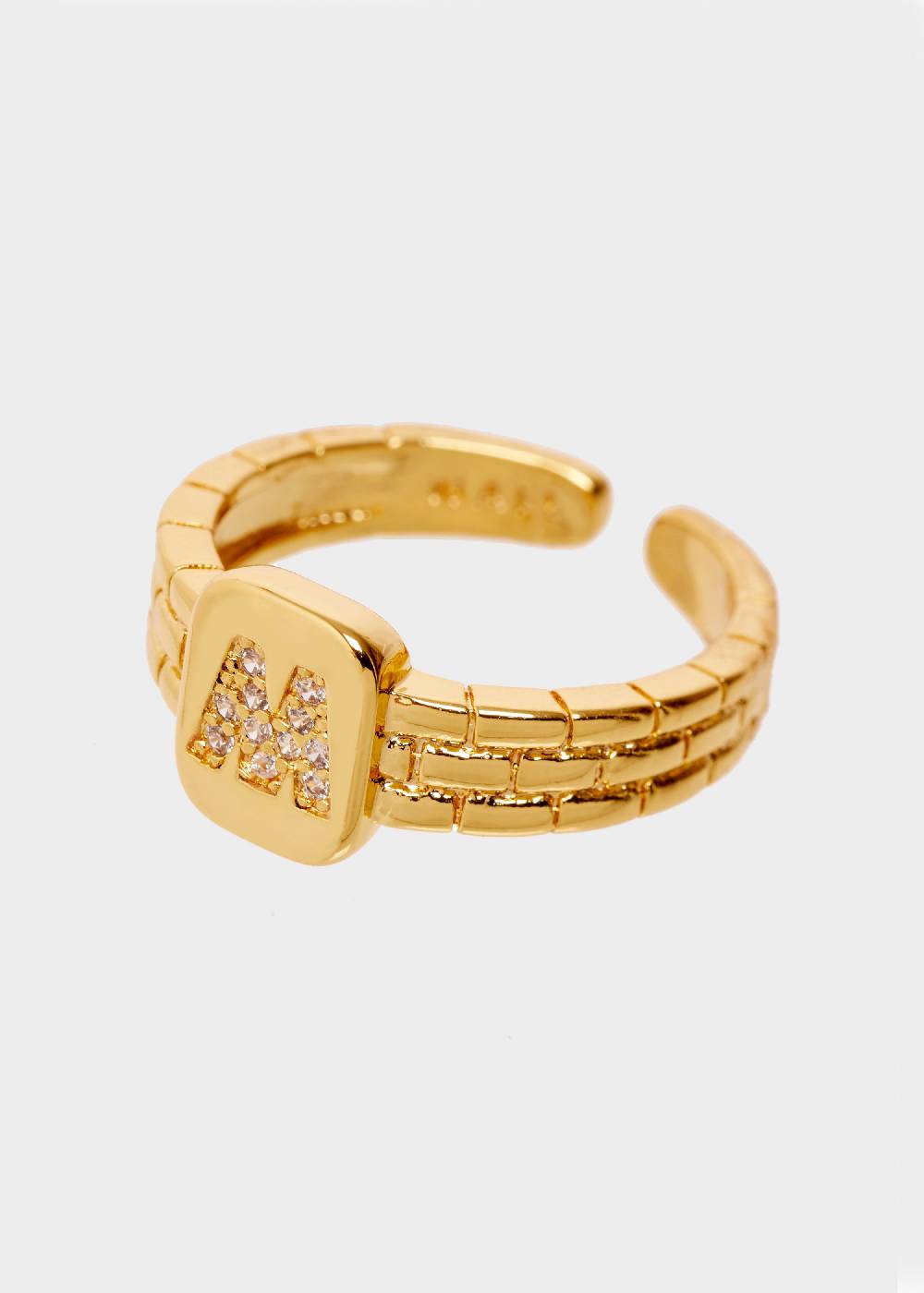 Nalí THIN RING WITH M LETTER IN ZIRCONS Prezzo Ridotto