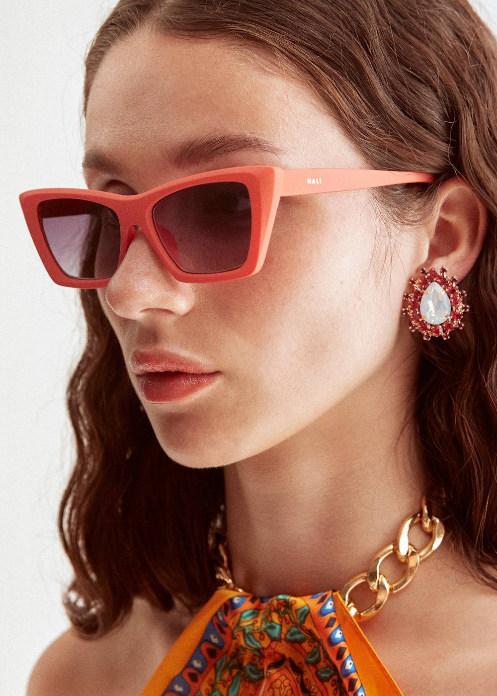 Nalí JINA RECTANGULAR SALMON SUNGLASSES Presa