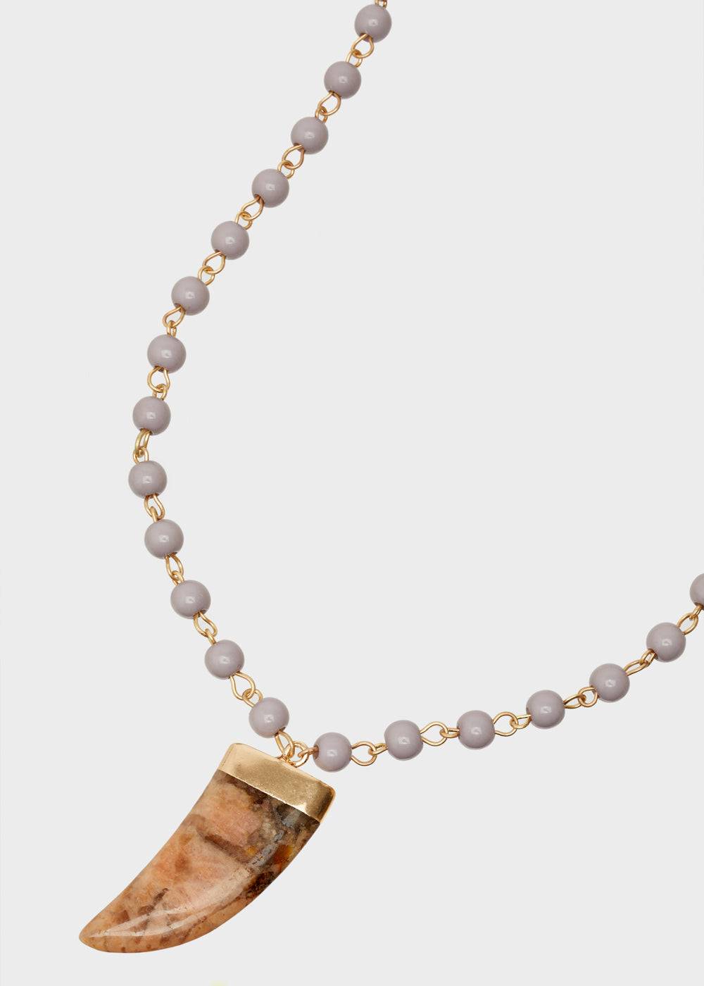 Nalí LONG NECKLACE W/ GRAY SPHERES AND HORN CHARM Offerta