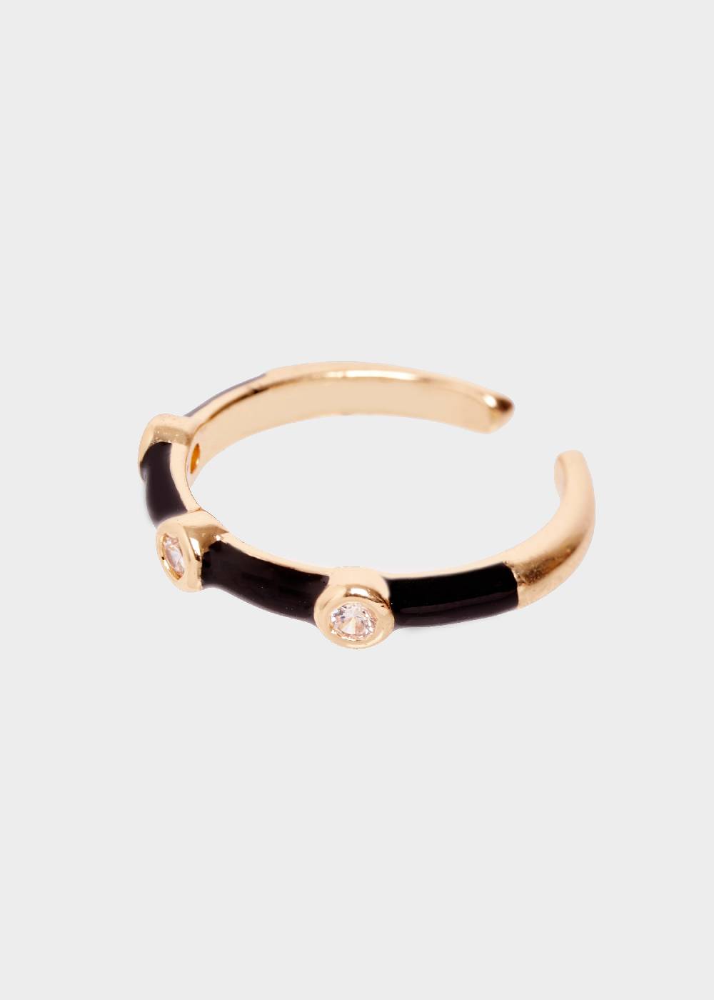 Nalí DEVON ENAMEL RING BLACK WITH ZIRCONS Economico