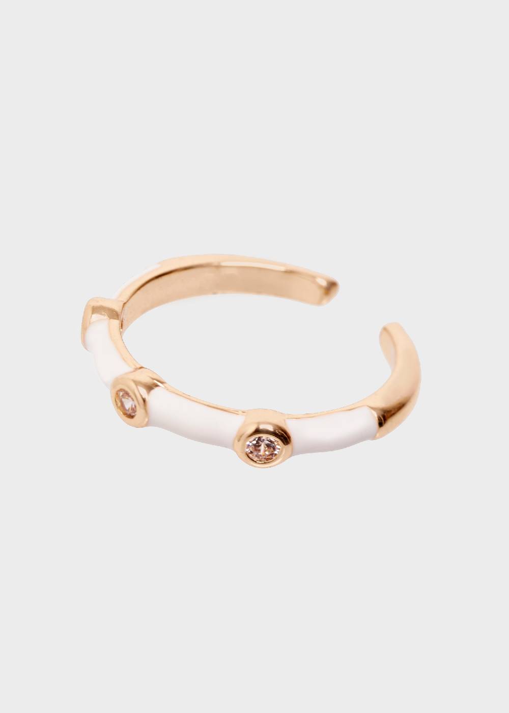Nalí DEVON ENAMEL RING WHITE WITH ZIRCONS In Vendita