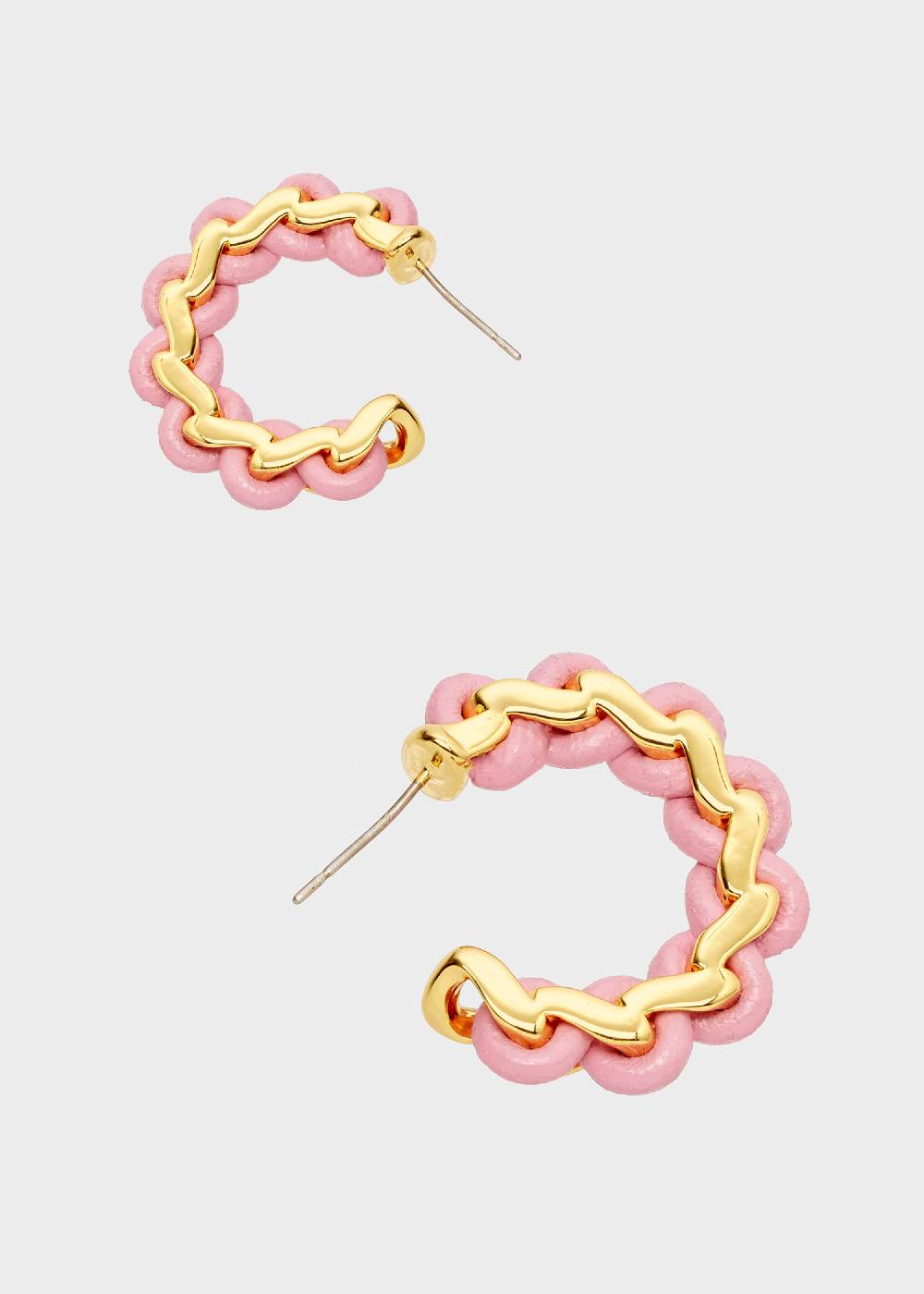 Nalí AREA HOOP EARRINGS GOLD AND PINK Vendita Economica