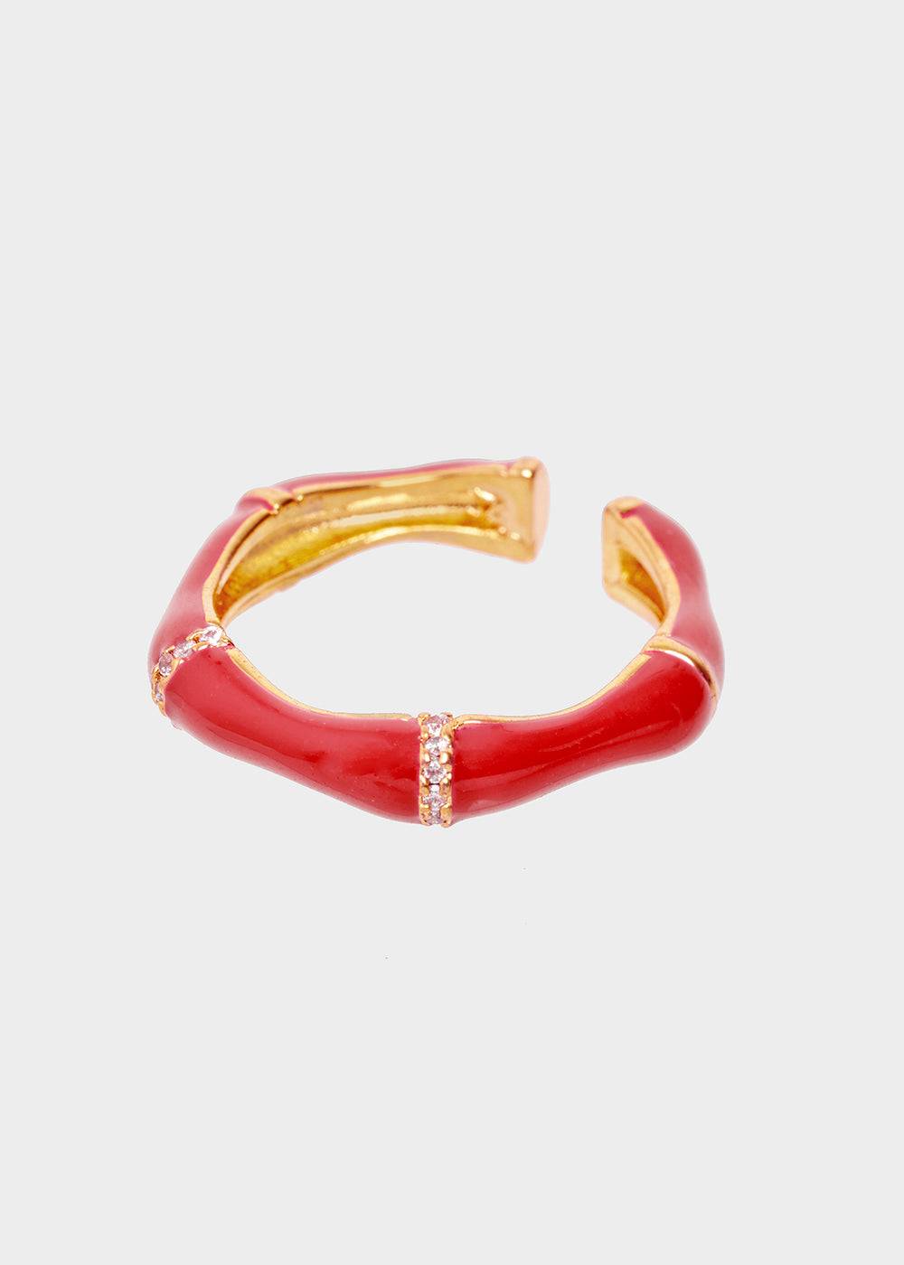 Nalí MERY ENAMEL RING FUSHIA WITH CRYSTALS Nuova