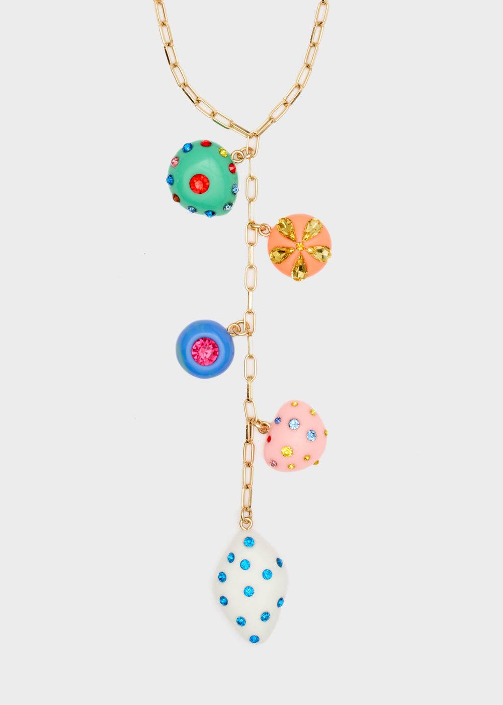 Nalí LONG NECKLACE W/ RESIN MULTICOLOR ELEMENTS Vendita