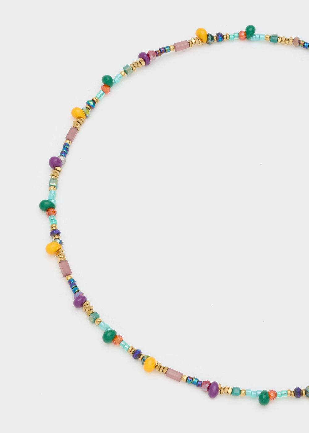 Nalí S.STEEL NECKLACE W/ PURPLE+YELLOW BEADS Offerta