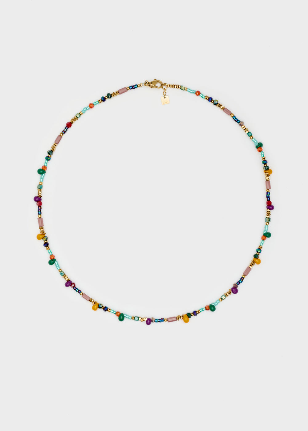 Nalí S.STEEL NECKLACE W/ PURPLE+YELLOW BEADS Offerta