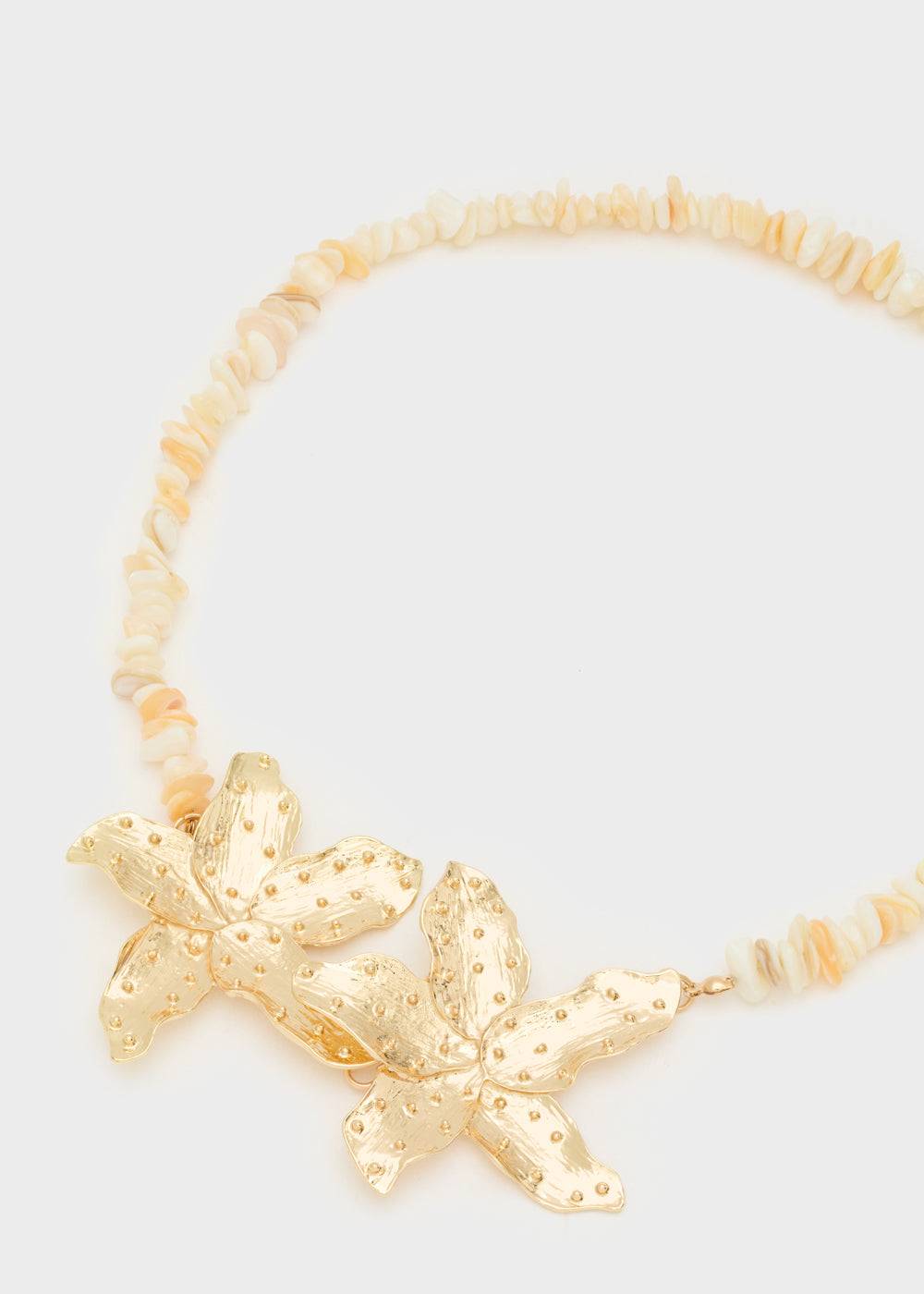 Nalí NECKLACE W/ GOLD TROPICAL FLOWERS Hotsell